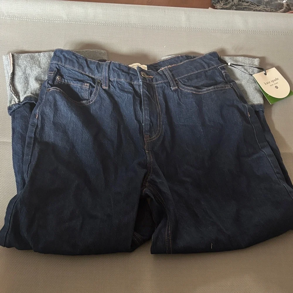 Kate Spade for target medium wash high rise cuff Denim Jeans sz 8 NWT